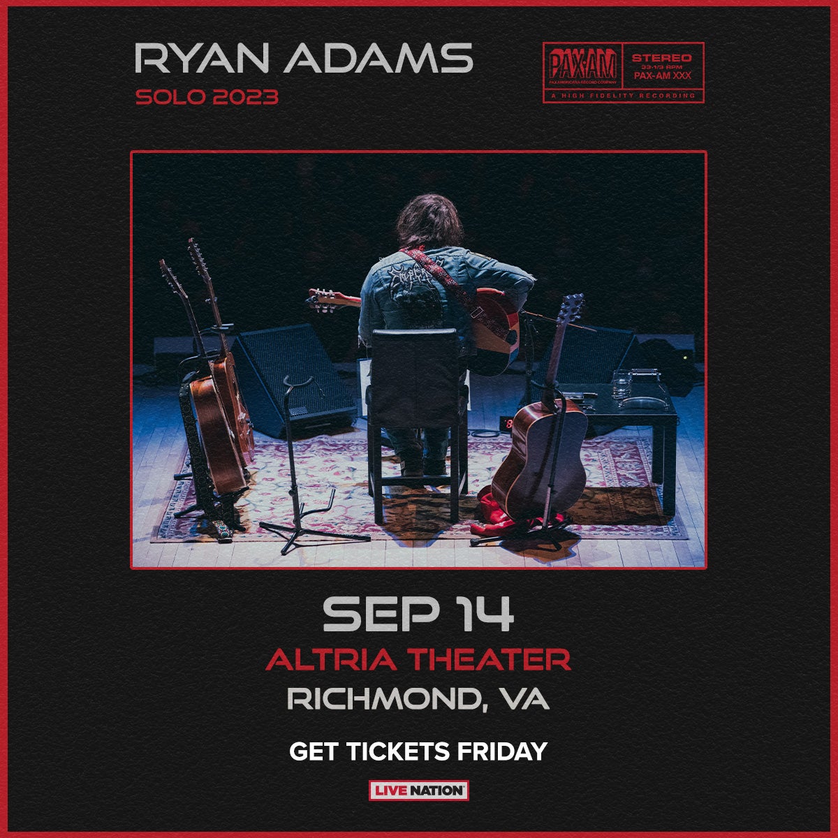 More Info for RYAN ADAMS ANNOUNCES NEW SOLO THEATER TOUR - ADDS RICHMOND DATE